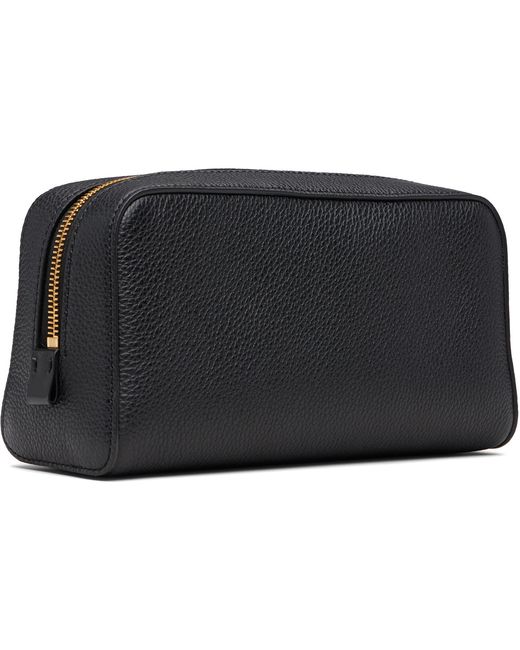 Tom Ford Black Grain Leather Smart Wash Pouch for men