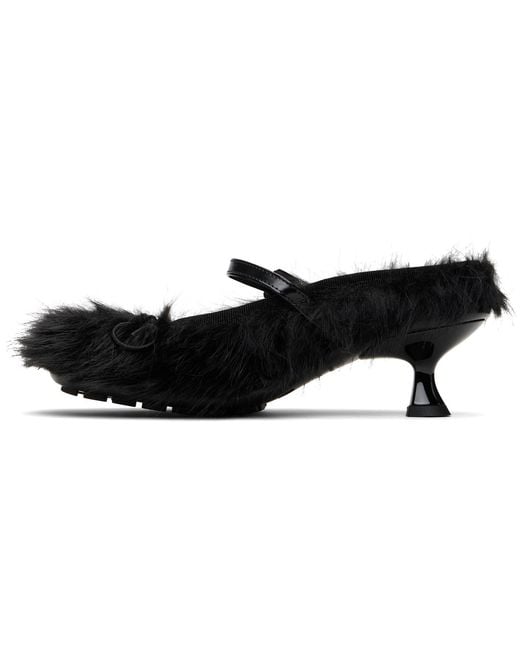 Simone Rocha Black Faux Fur Grip Mule Heels