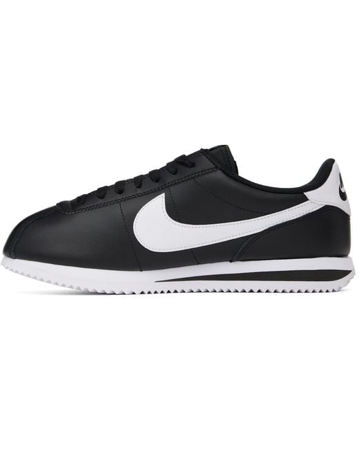 Nike Black Cortez Leather Sneakers for men