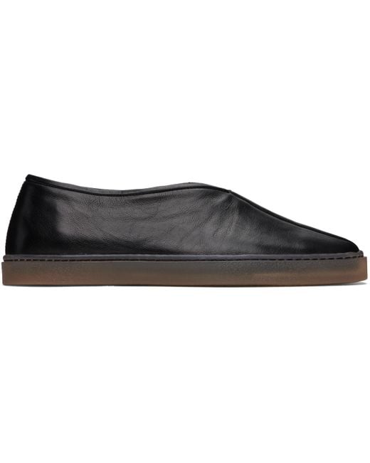 Lemaire Black Linoleum Piped Loafers for men