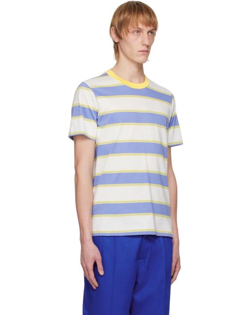 Marni Three-pack Blue & Yellow Stripe T-shirts for men