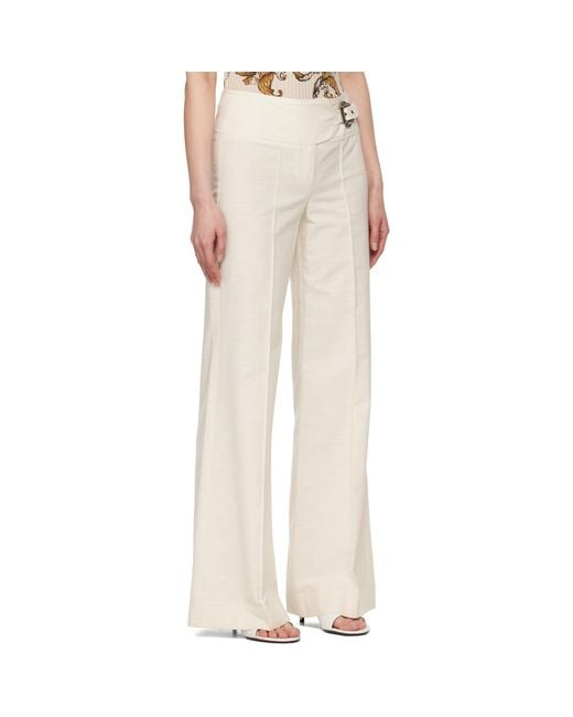 Versace Jeans Couture White Off- Baroque Buckle Trousers