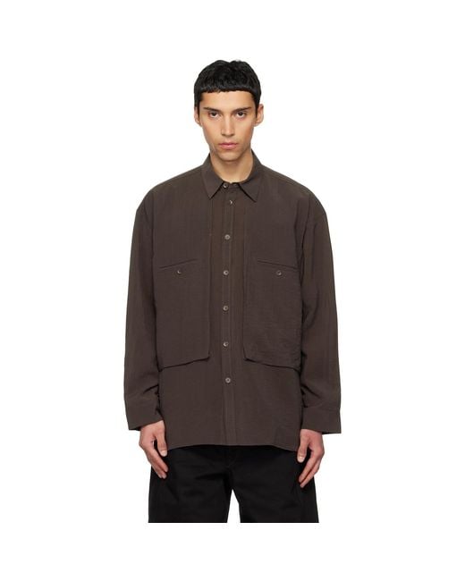 LE17SEPTEMBRE Black Oversized Cargo Pocket Shirt for men