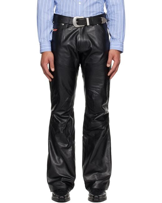 Martine Rose Black Boot Cut Utility Leather Pants for men