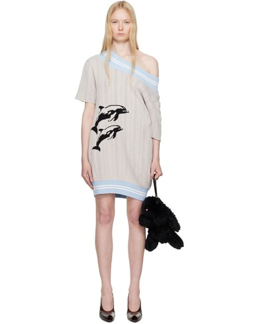 Ashley Williams Black Dolphins Knit Minidress