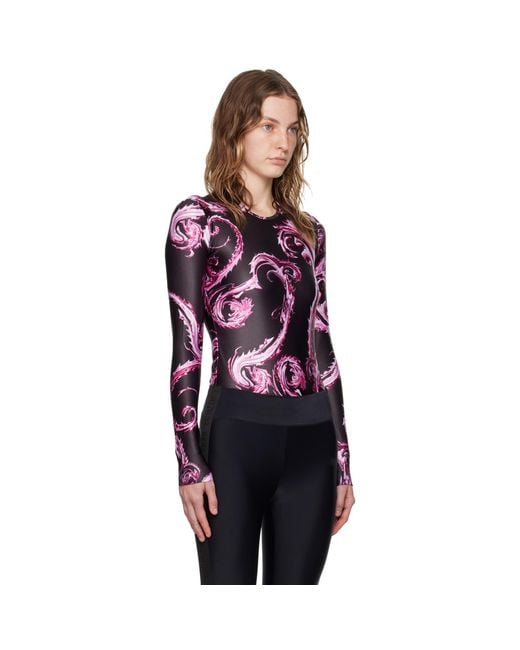 Versace Jeans Couture Black Chromo Couture Bodysuit