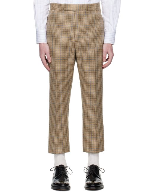 Thom Browne Natural Tan Backstrap Gunclub Check Cheviot Tweed Trousers for men