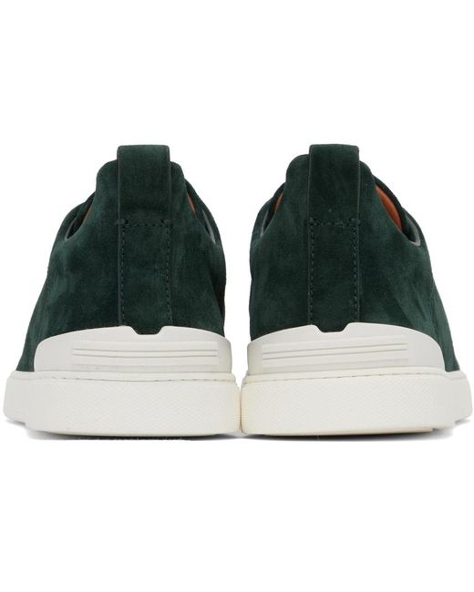 Zegna Black Green Triple Stitch Sneakers for men