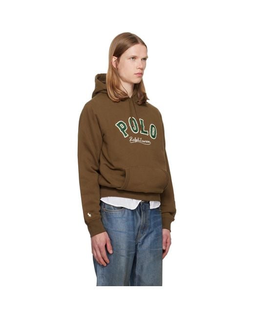 Polo Ralph Lauren Brown 'The Rl Fleece' Western-Logo Hoodie for men