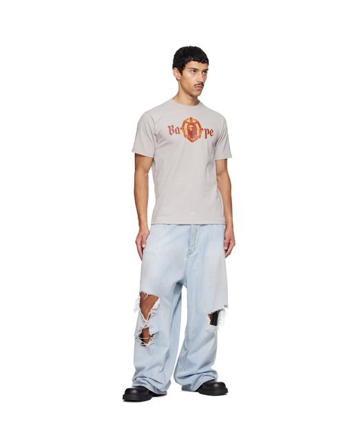 A Bathing Ape White Old English Logo T-Shirt for men