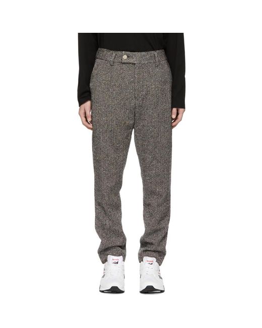 Aimé Leon Dore Gray Grey Wool Tweed Donegal Trousers for men
