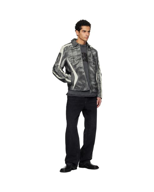 DIESEL Black Off- L-Amar-Enbi Leather Jacket for men