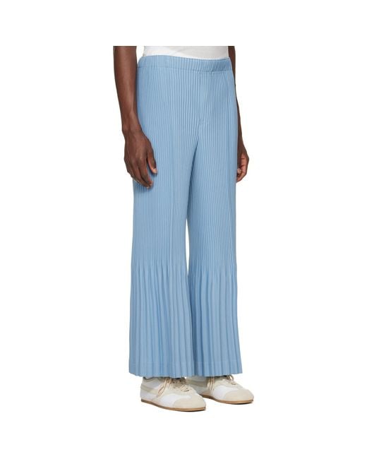 Homme Plissé Issey Miyake Blue Pleats Bottoms Trousers for men