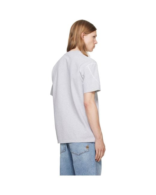 Givenchy Gray Contour Seam Contrasted Stitch T-Shirt for men