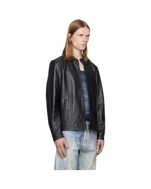 DIESEL Black L-Tad-Wrd Leather Jacket for men