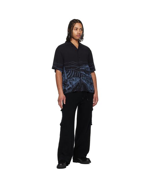 HUGO Black Oversized-Fit Statement Print Shirt for men
