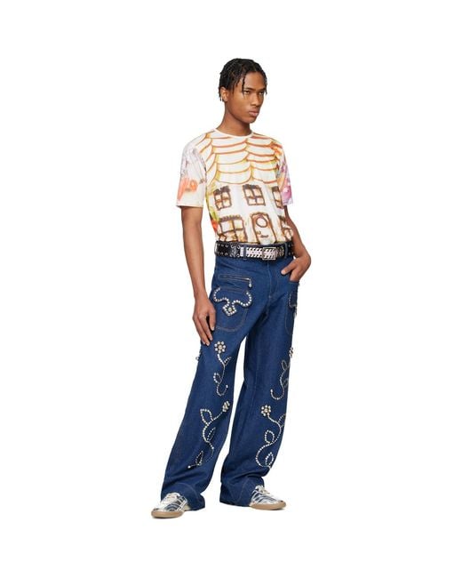 Chopova Lowena Blue 'Welcome Home' Short Sleeve Jersey T-Shirt for men