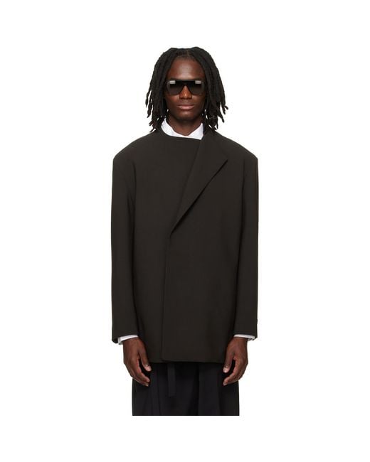Fear Of God Black Double Weave Wool Crewneck Blazer for men