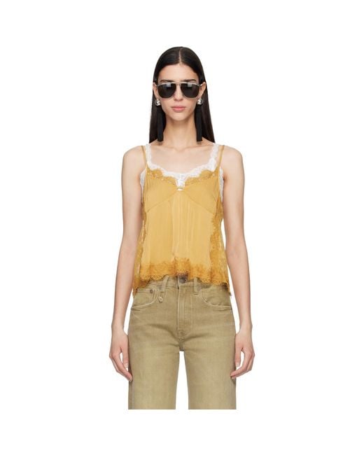 R13 Orange Lace Trimmed Camisole