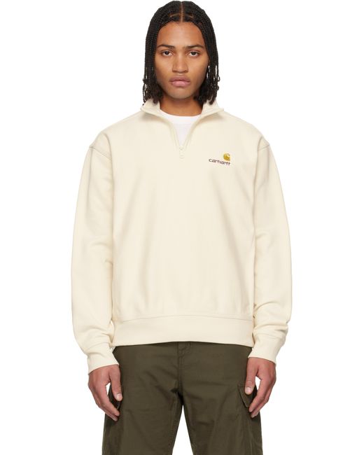 Carhartt Natural Off- Half Zip American Script Sweatshirt for men