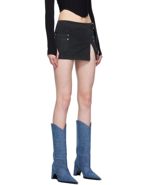 Mini-jupe portefeuille de style tablier noire en denim Dion Lee en coloris Black