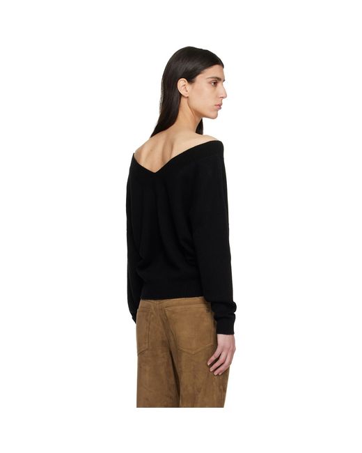 Tom Ford Black Cashmere Off The Shoulder Knit Sweater