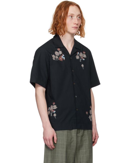 Paul Smith Black Navy Embroidered Shirt for men