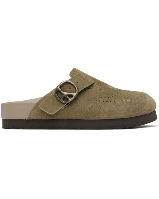 Needles Black Taupe Suede Clogs for men