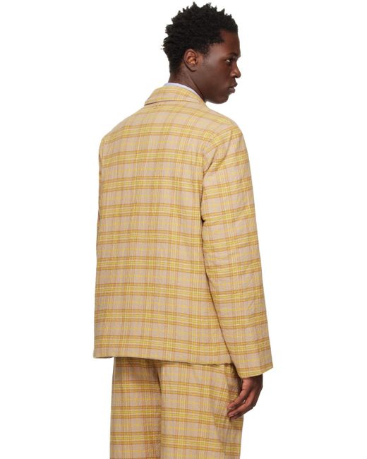 Acne Natural Brown & Orange Check Blazer for men