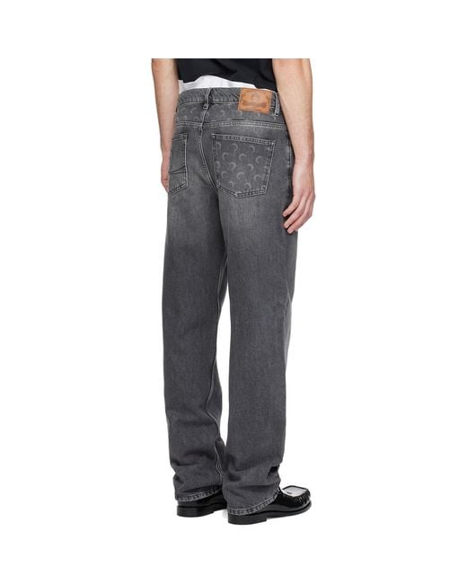 MARINE SERRE Gray Moon Laser Wash Straight Jeans for men