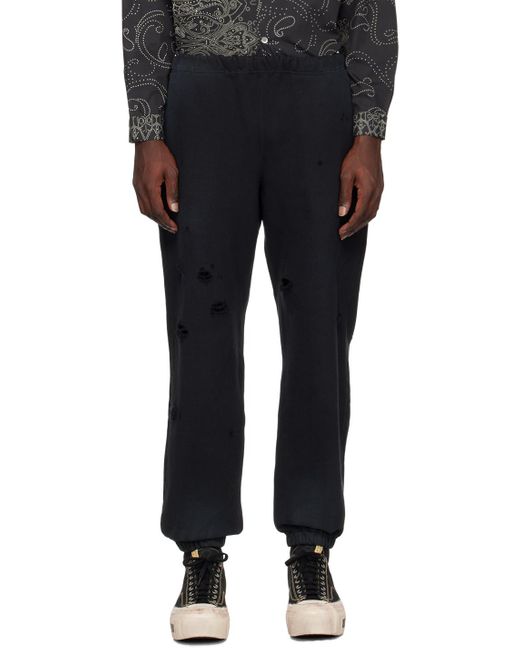 Flagstuff Black Distressed Lounge Pants for men