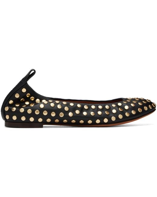 Lanvin Black Studs Leather Ballerina Flats