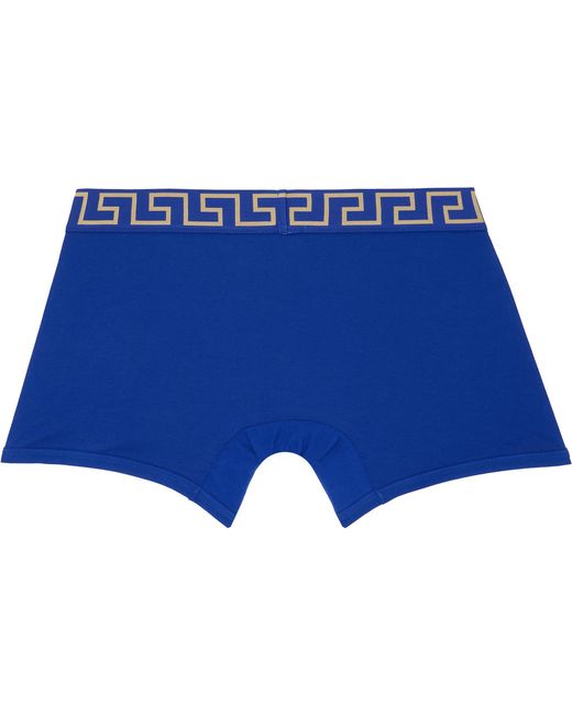 Versace Blue Cotton-Jersey Long Boxer Briefs for men