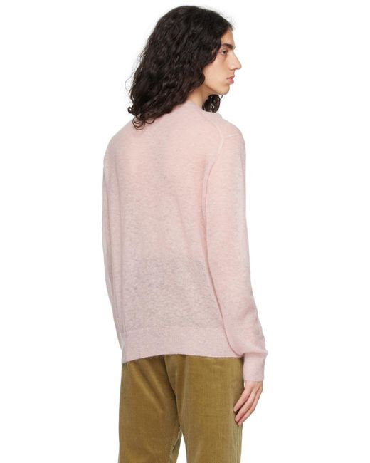 Auralee Pink Crewneck Sweater for men