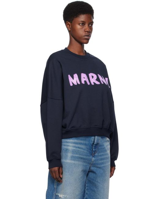 Marni Blue Navy Printed Sweatshirt