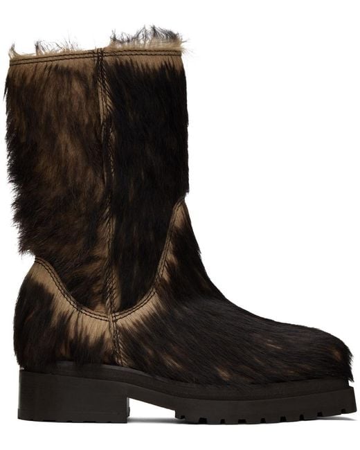 Eckhaus Latta Black Stacked Fur Boots