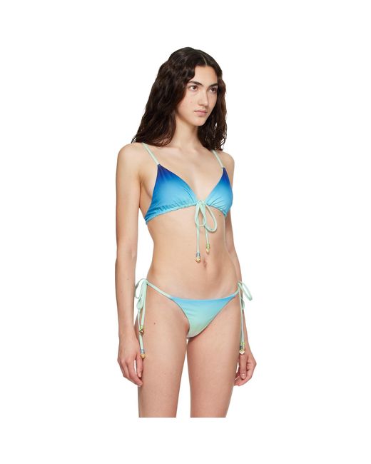 Casablanca Blue Gradient String Beaded Bikini Top
