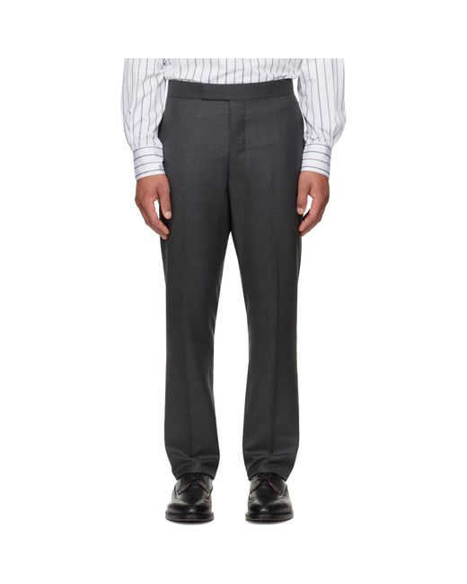 Thom Browne Gray Classic Twill Backstrap Trousers for men