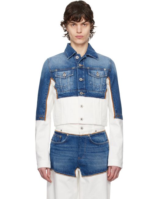Blouson Bleu Et Blanc En Denim À Effet Petit Grand Jean Paul Gaultier pour homme en coloris Blue
