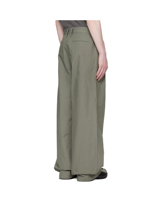 Reese Cooper Brown Khaki Cotton Ripstop Pleated Trousers for men