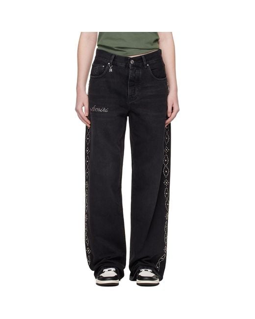 Amiri Black Stud baggy Jeans