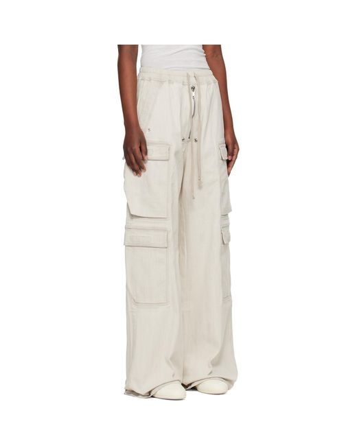 Rick Owens Natural Off- Temple Double Jumbo Belas Denim Cargo Pants