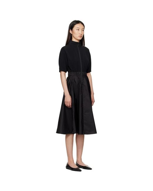 Moncler Black Taffeta Skirt Midi Dress