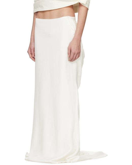 Colleen Allen White Ssense Exclusive Bridal Capsule Silk Bustle Maxi Skirt