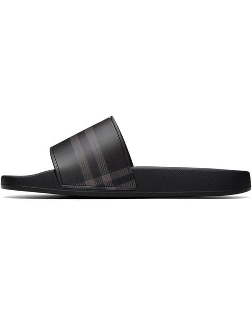 Burberry Black Check Slides for men