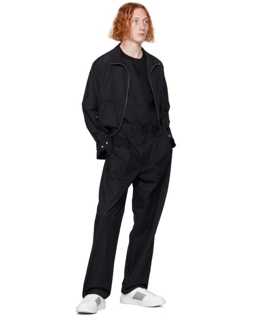 Emporio Armani Black Pleated Trousers for men