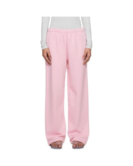 Skims Pink Cotton Fleece Classic Straight Leg Lounge Pants