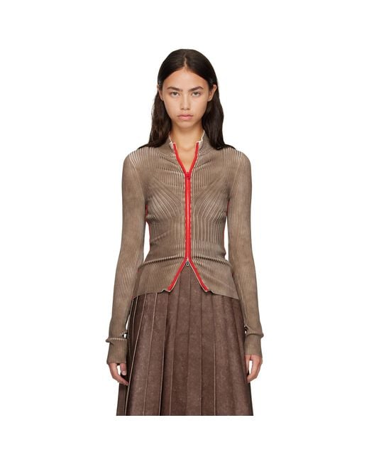 DIESEL Brown Ribbed Zip Cardigan