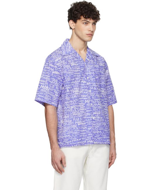メンズ Marni ブルー Pencil Logo シャツ Blue