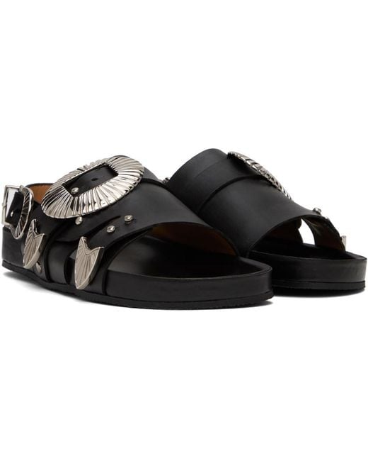 Toga Black Ssense Exclusive Leather Sandals
